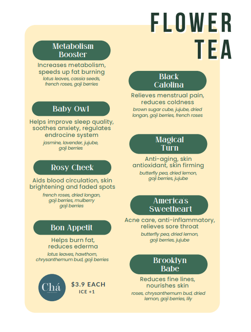 Flower Tea Menu