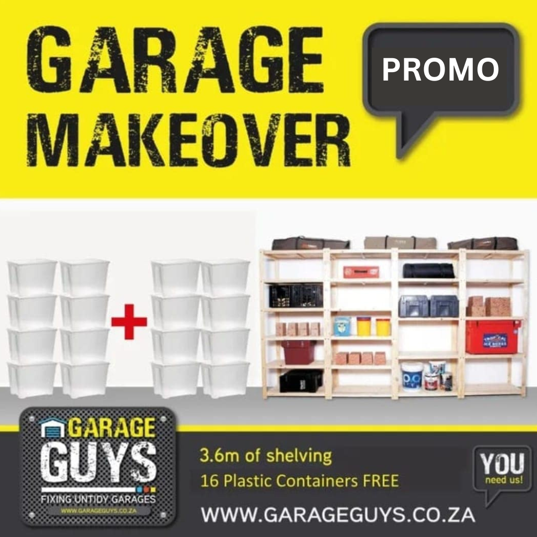 Garage Bundle DIY 4 Bay 5 Level With Plastic Storage Containers, Garage  Guys