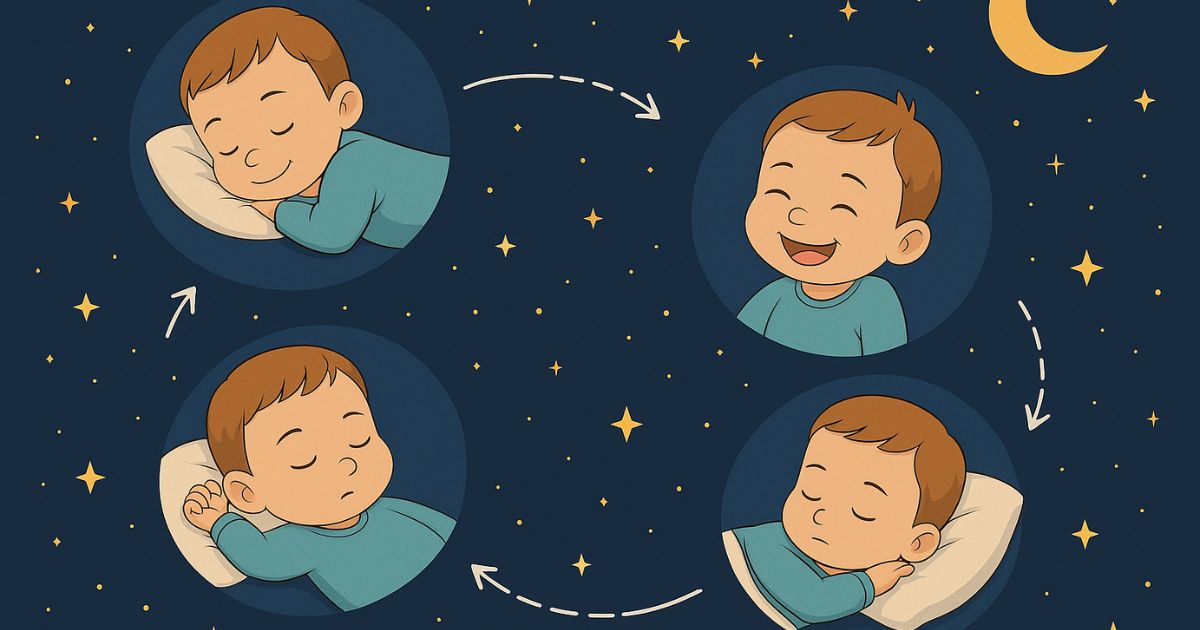 Illustration des différentes phases du sommeil chez le bébé, montrant les cycles de sommeil