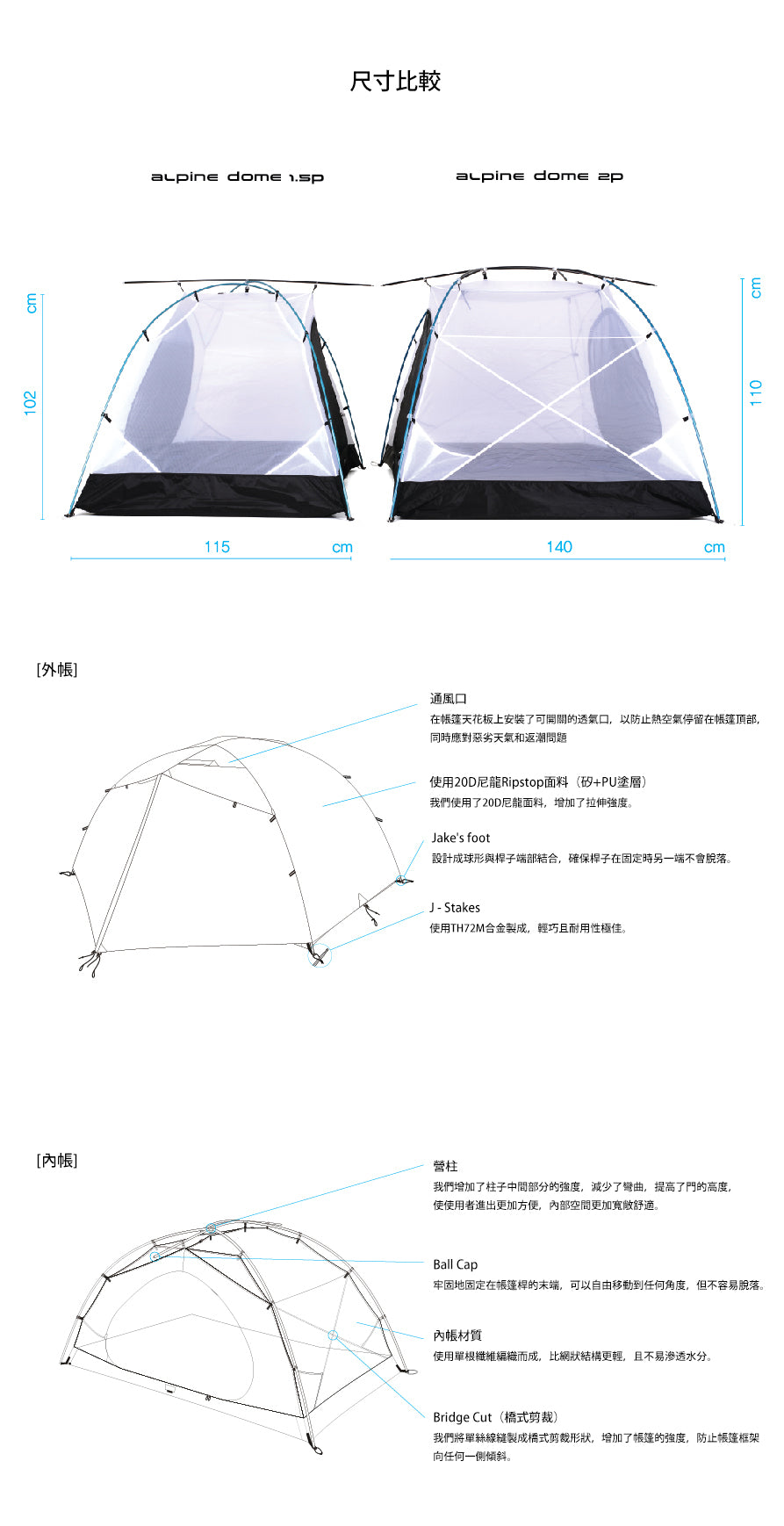 Helinox •  Alpine Dome 2p 自立帳 (含原廠地布) Blac