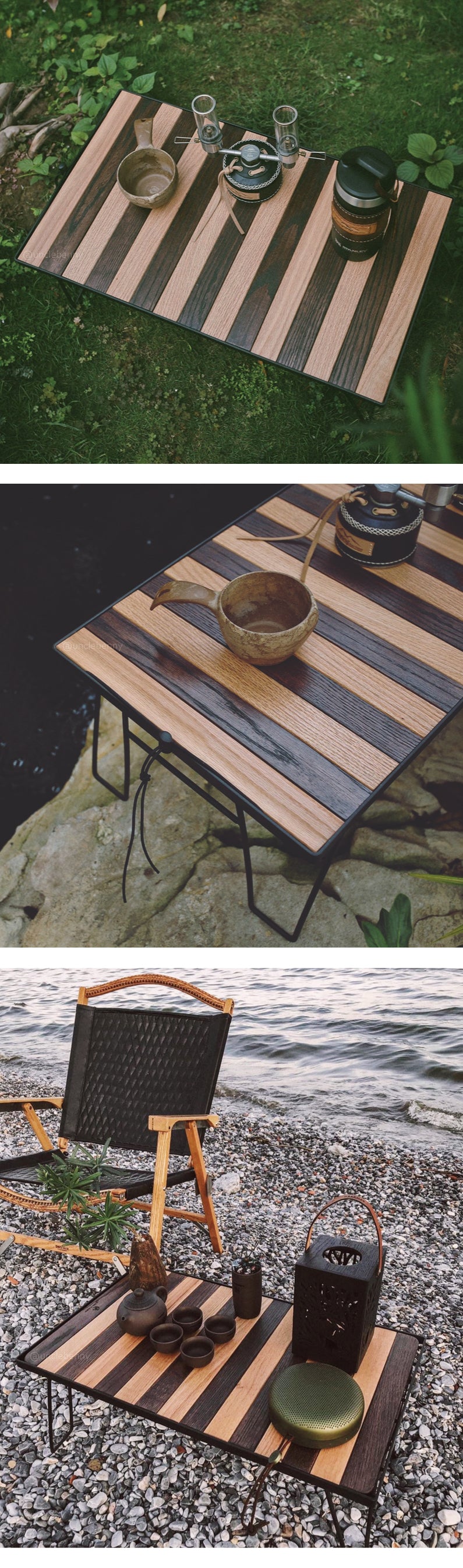 KIMI CAMP • KURU-KURU蛋捲桌板(三款: 原木色/深木色/雙木色) 附收納袋