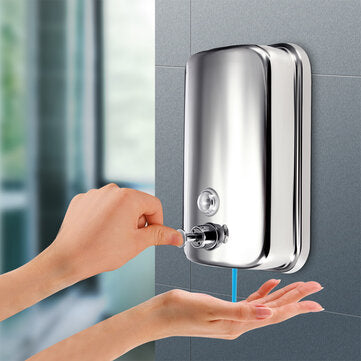500/800/1000ml Stainless Steel Wall-mounted Liquid Soap Dispenser Shower Body Wash Shampoo Hand Sanitizer Dispenser Box for Hotel Batehroom Kitchen