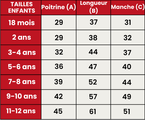 Guide des Tailles 108-CAMISETA-RENO-MANGA-LARGA-ENFANTS-FR