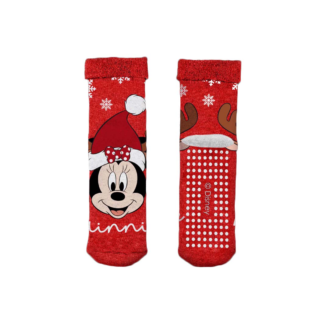 Lot de 2 paires Chaussons Chaussettes de Nöel Rouges Disney Minnie