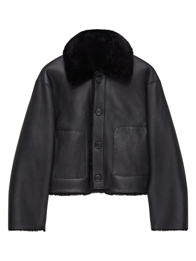 Signature shearling jacket black/off-white