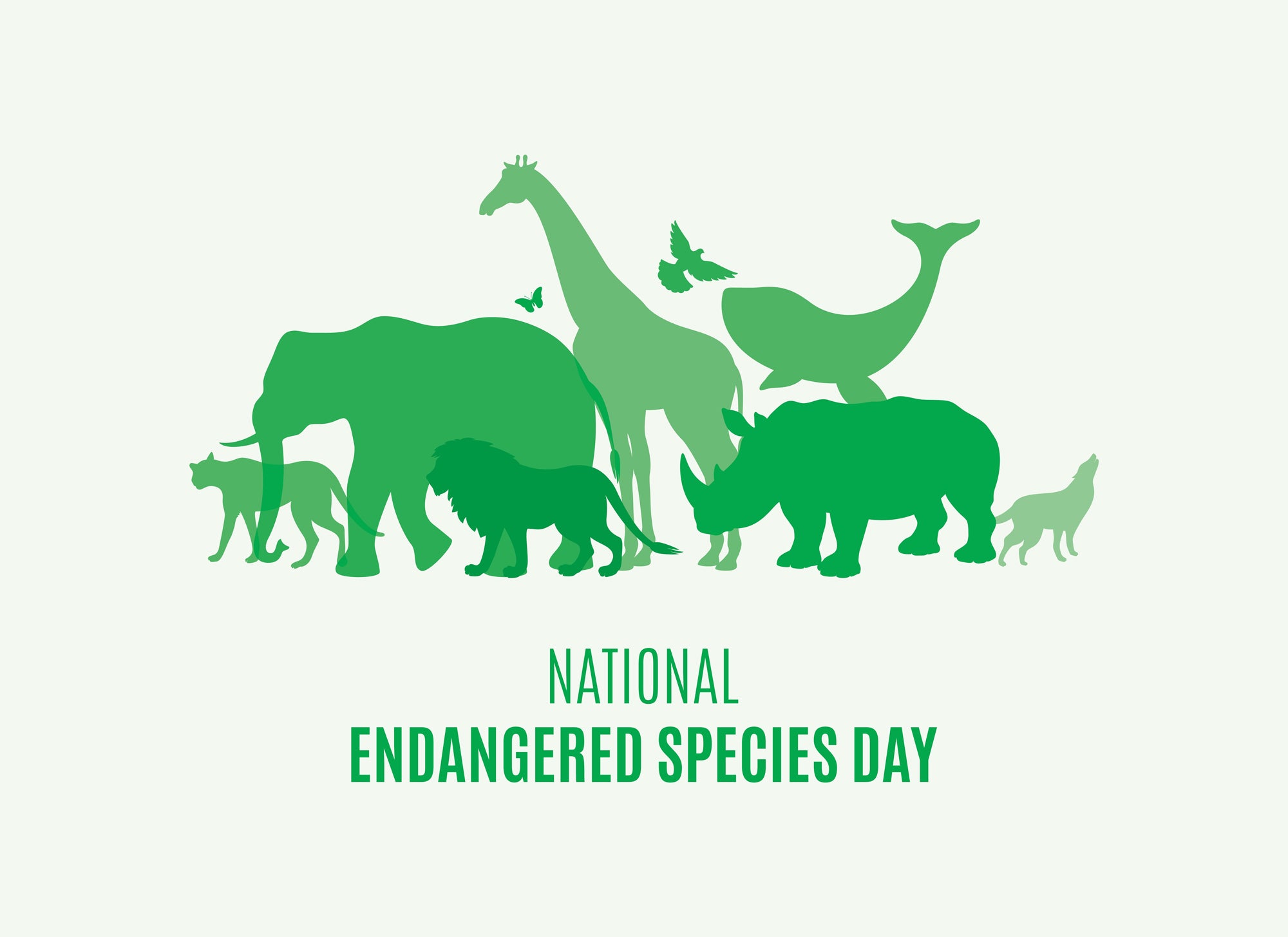 National Endangered Species Day with silhouettes of various endangered animals