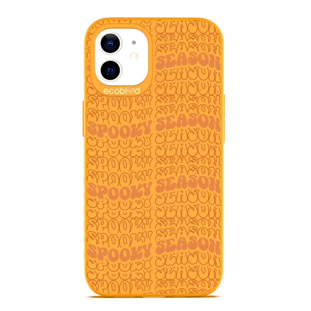 Halloween Collection - Yellow Sequoia iPhone 12 / 12 Pro Case With Spooky Season With An Orange Gradient Print A Solid Back
