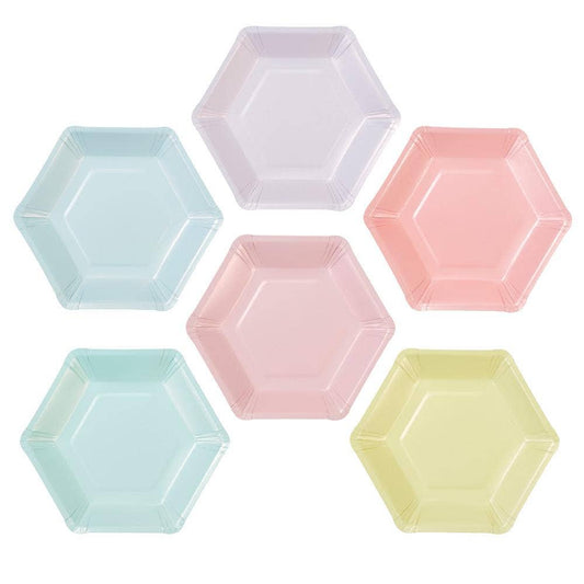 We Heart Pastels Hexagonal Shaped Plates - 12 Pack - SimplySoiree