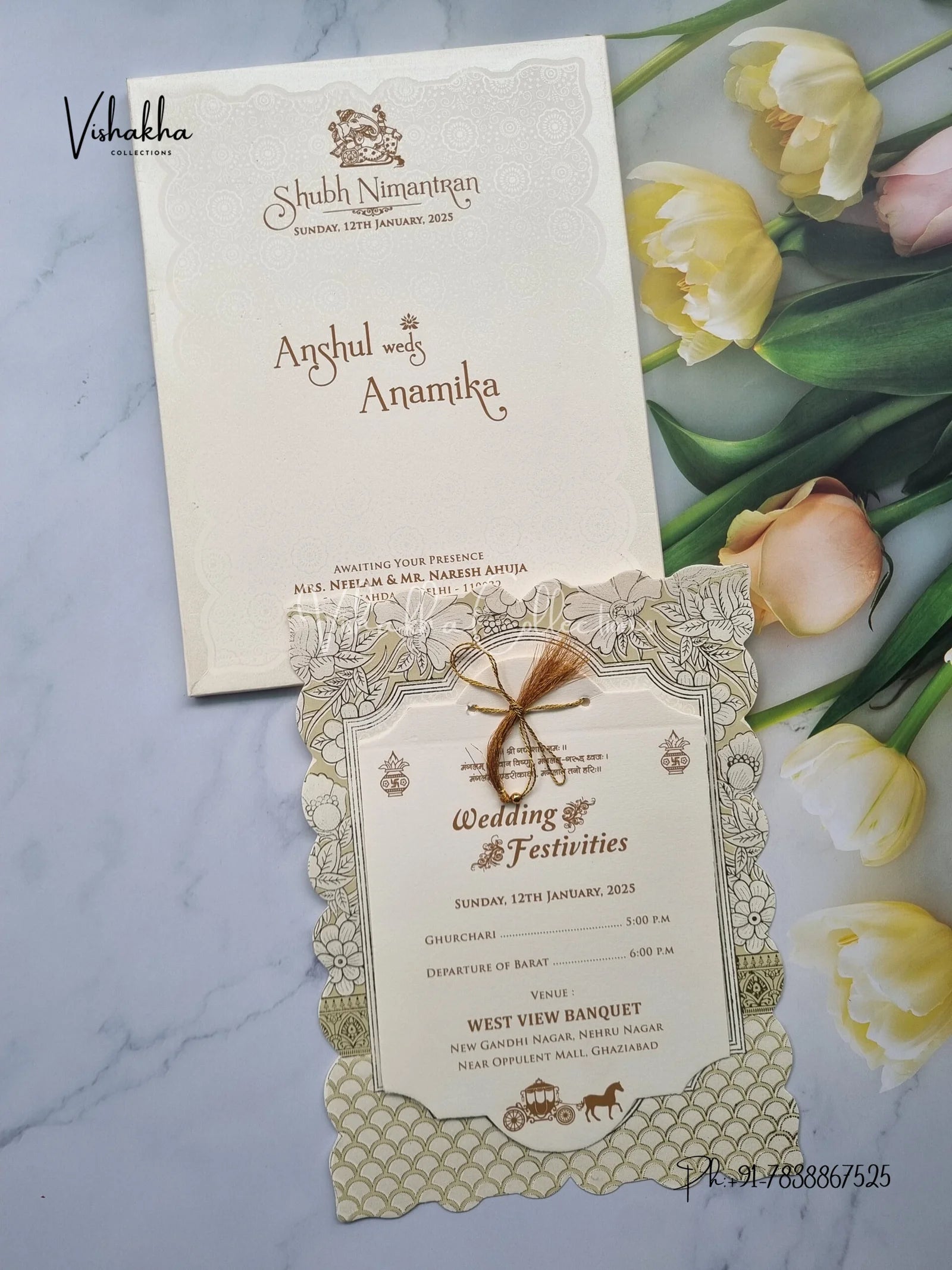 Simple White Flower Wedding Invitation Cards