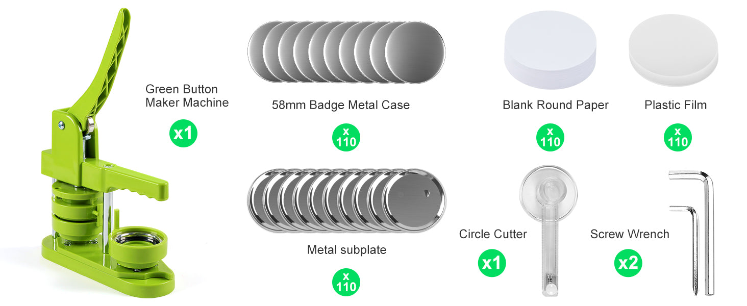 HTVRONT Blank Button Making Supplies - 200 Pcs Metal Button Pins for Button  Maker Machine, 37mm Round Badge Making Supplies with Plastic Shell Back