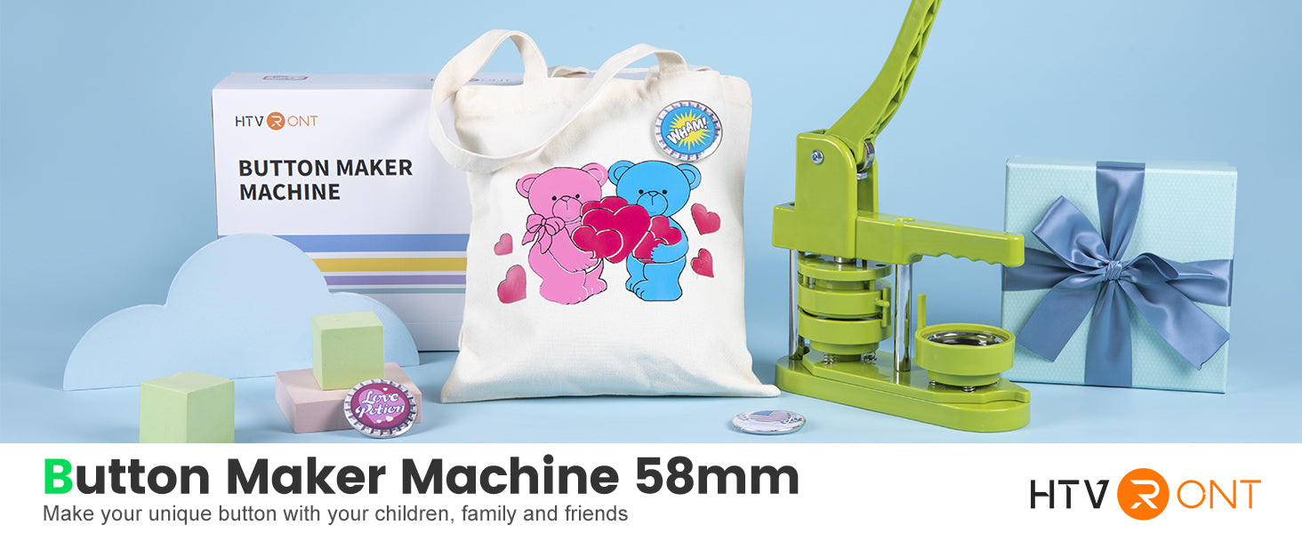 Limited:65.59]Button Maker Machine 58mm - No Need to Install Pin Make –  HTVRONT