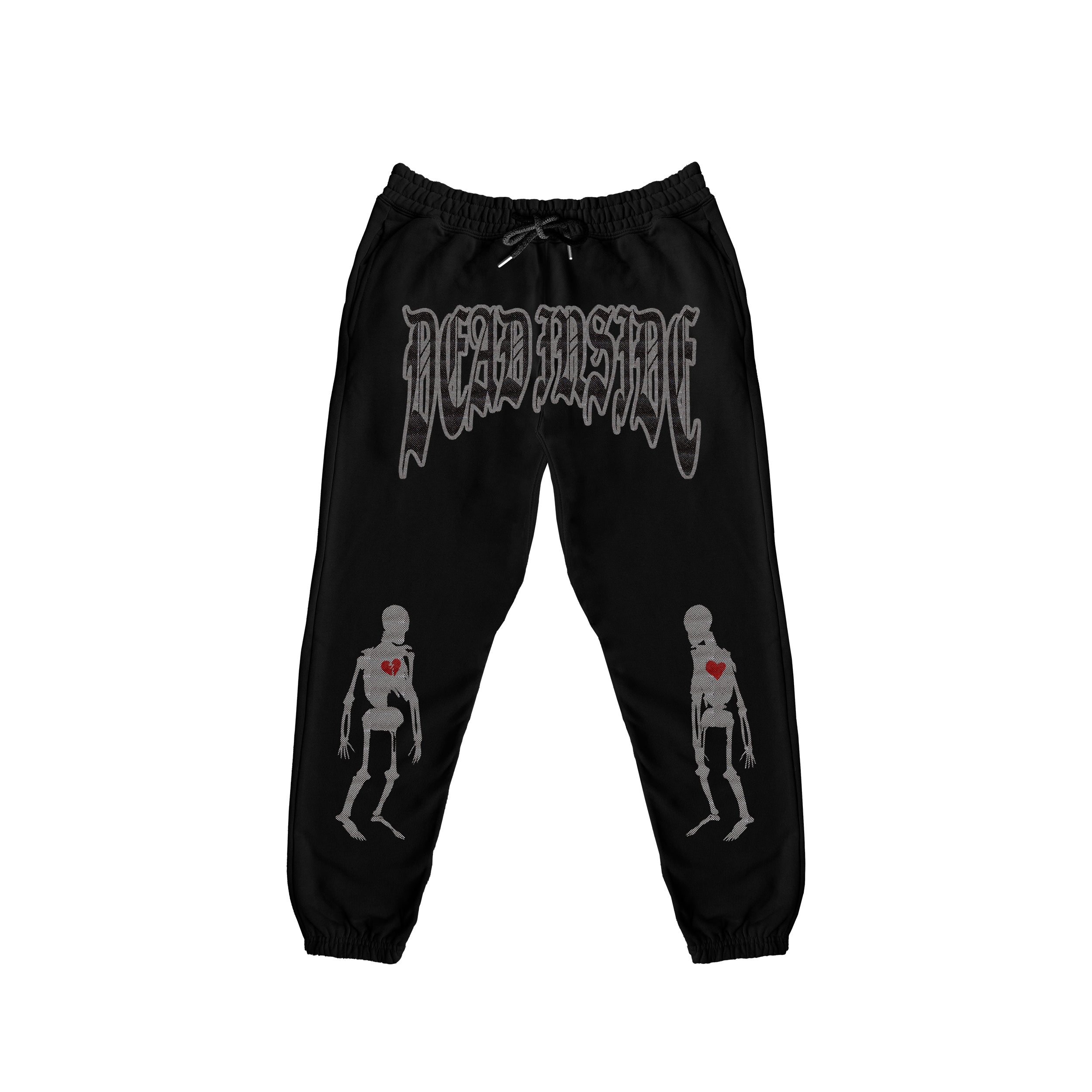 DEAD INSIDE RHINESTONE JOGGERS - RED