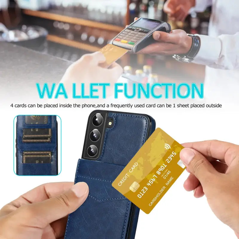 Executive Leather Design Phone Case with Card Wallet Stand For Samsung Galaxy S24 S23 S22 S21 S20