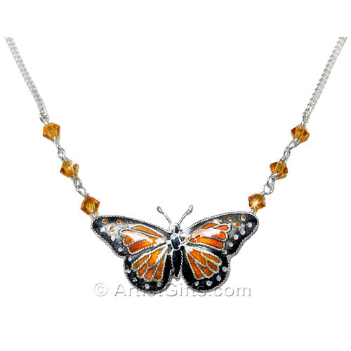 Cloisonne Monarch Butterfly Pendant Necklace – ArtistGifts