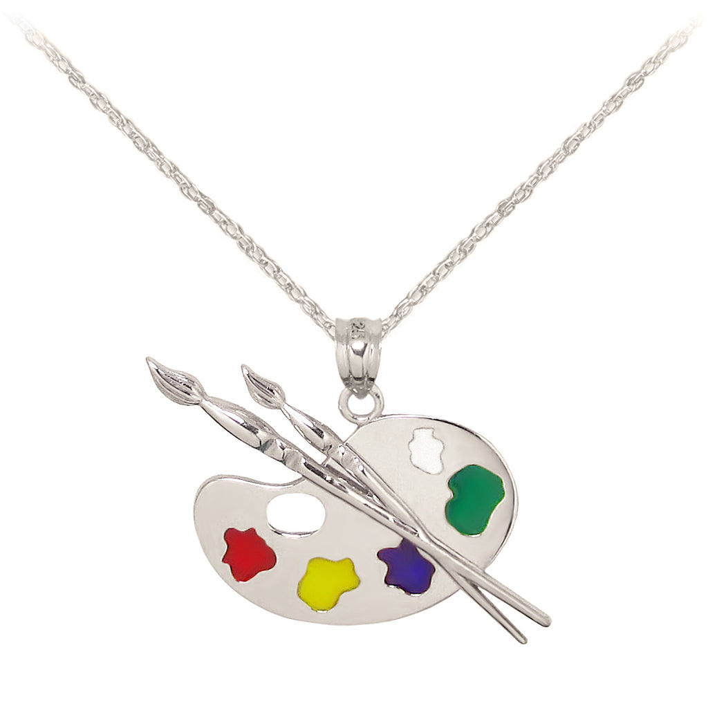 Paint Palette necklace Silver Art Palette pendant gift for Artist