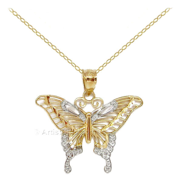 Pristine Butterfly Pendant in 14K Rose Gold with Diamonds • Forever Jewels