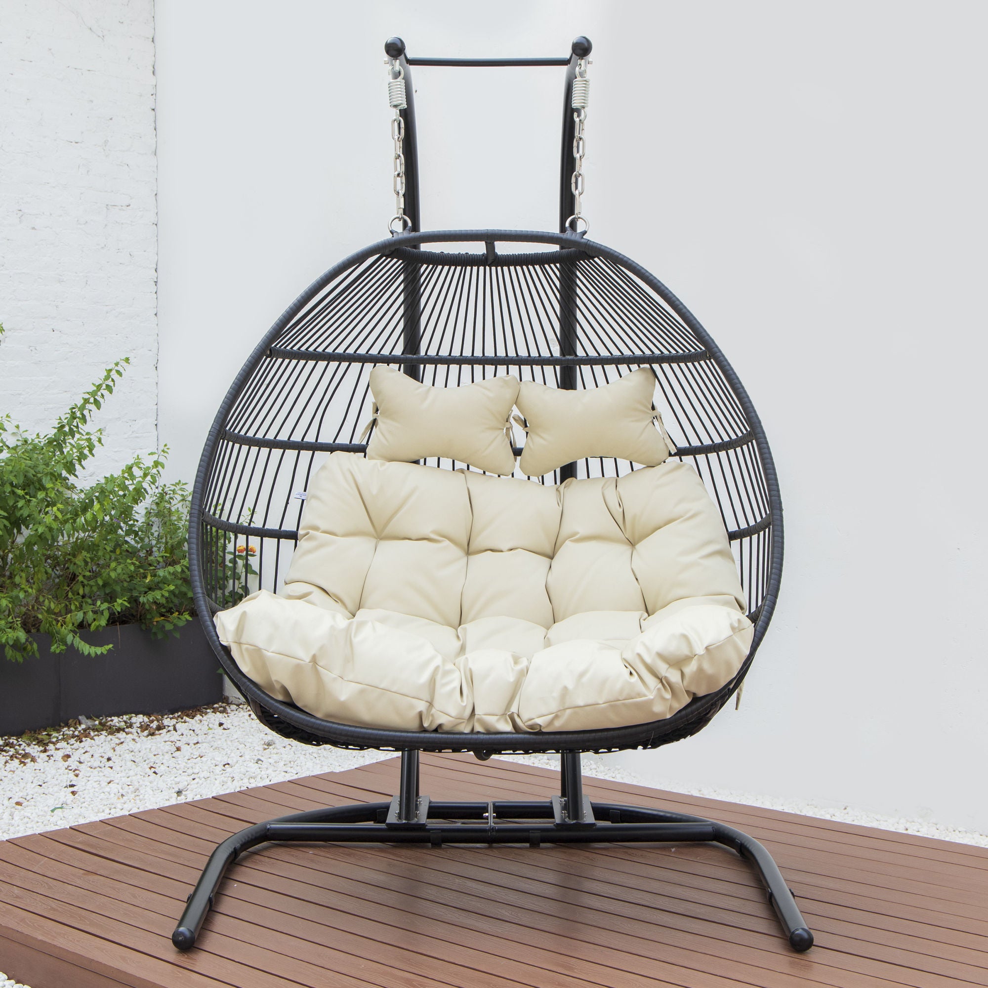 double seat swing chair with stand