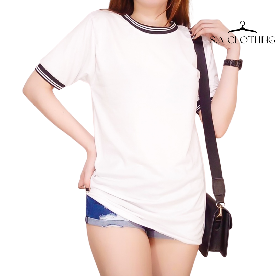 S.A Clothing BUY 1 TAKE 4 (TOTAL 5) Oversized Ringer Top Plus Size Korean Fashion Women Tops Basic Tee