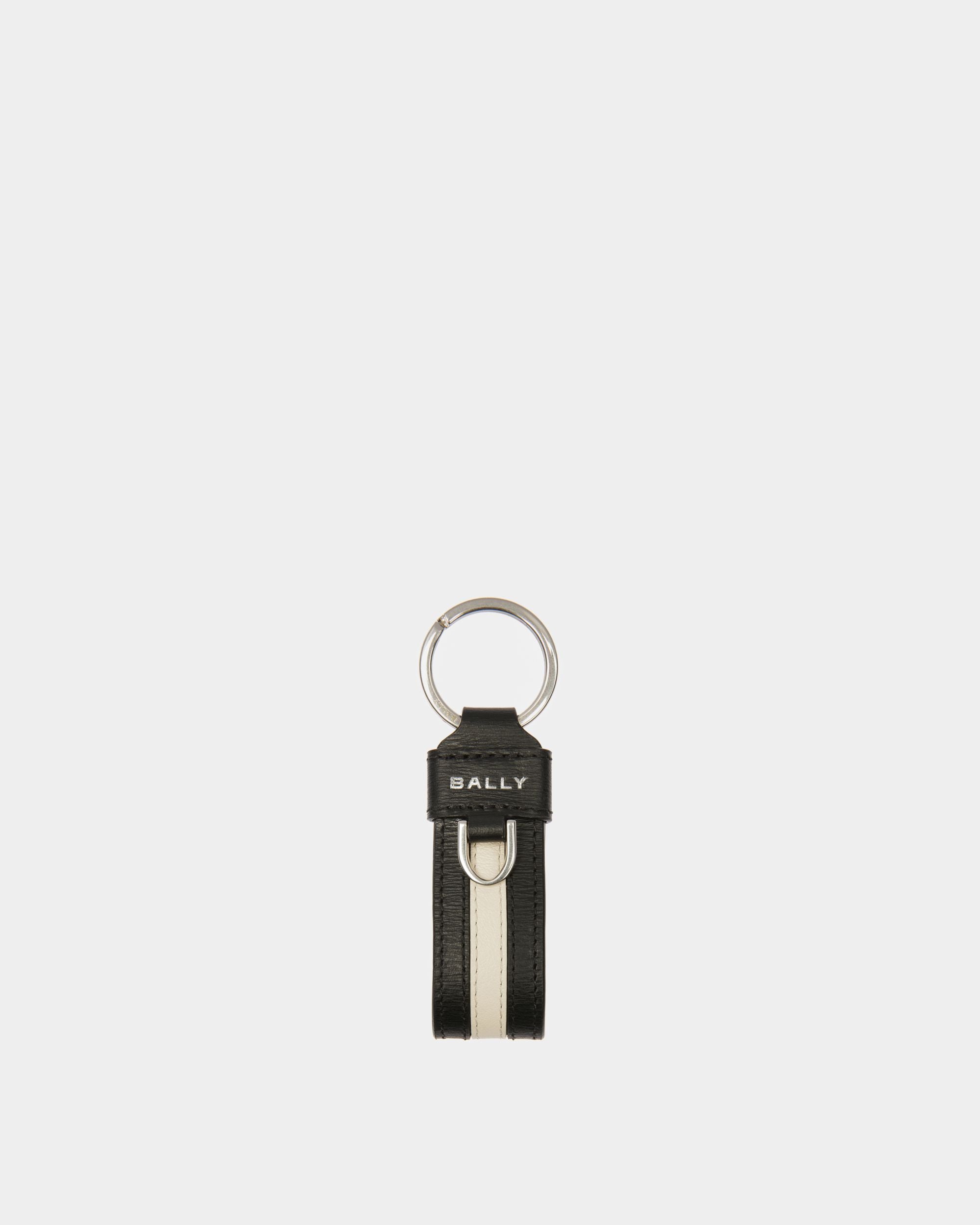 Men's Ribbon Key Holder In Black Leather | Bally | Still Life Front