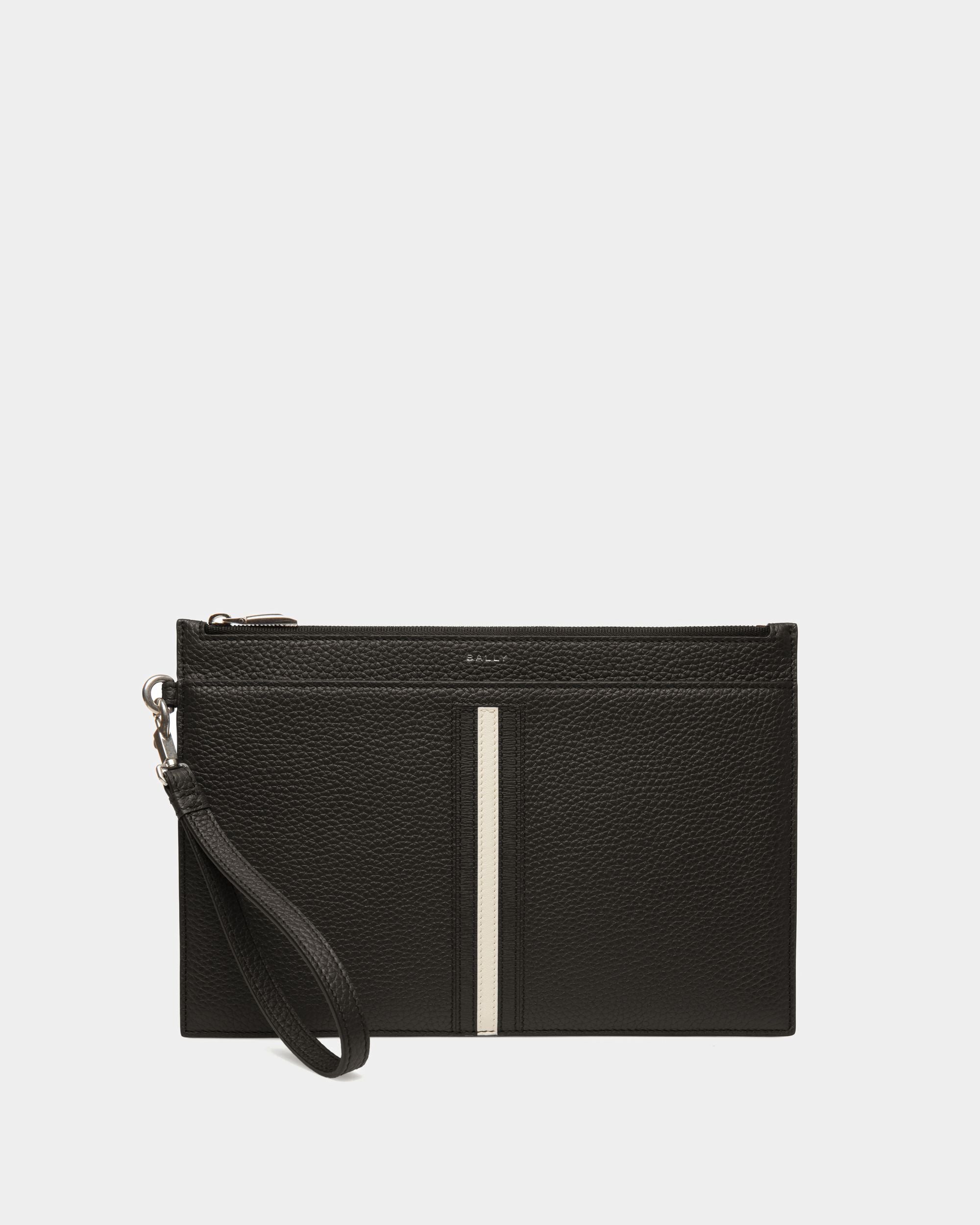 Men's Ribbon Necessaire In Black Leather | Bally | Still Life Front