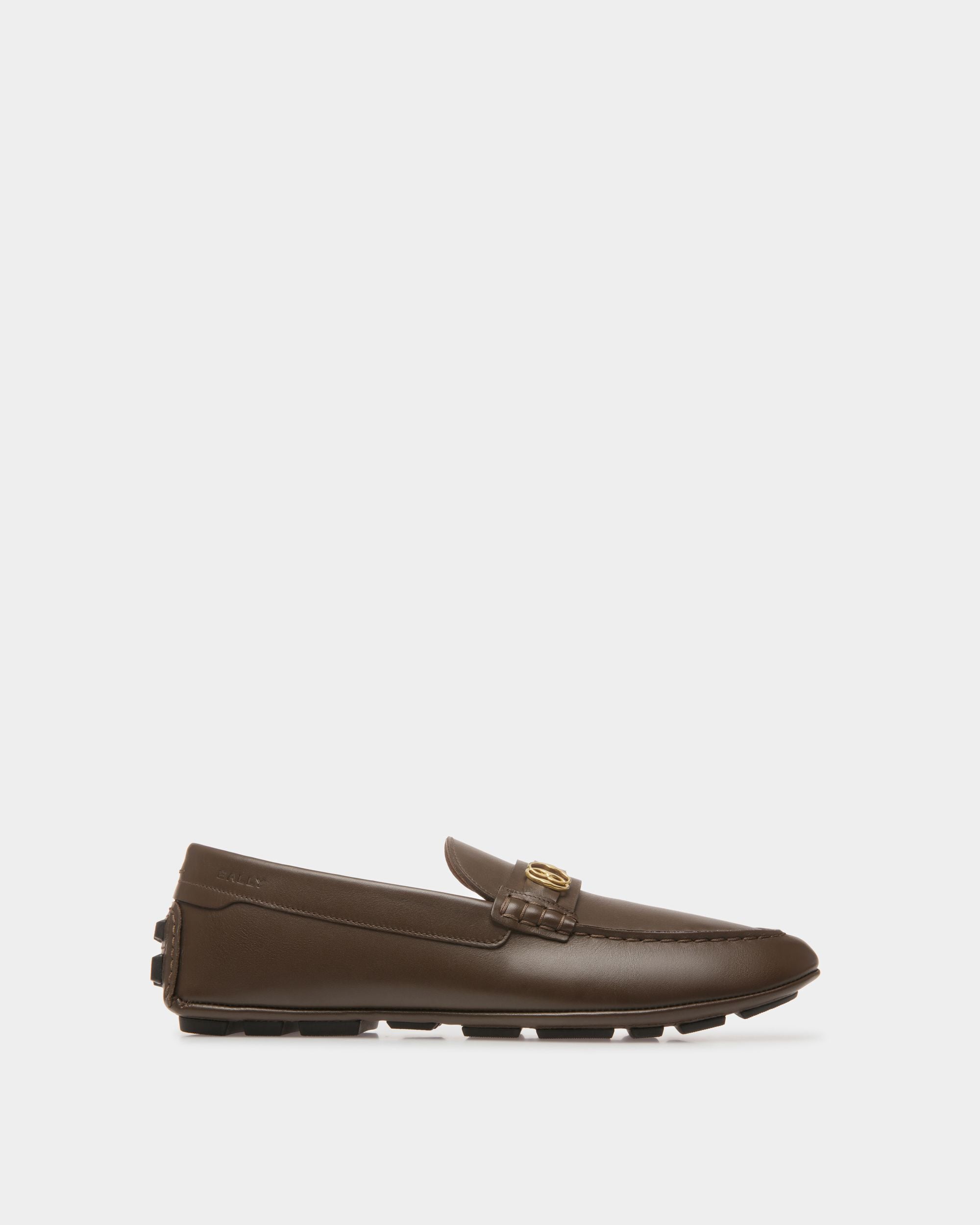 Men's Kerbs Drivers In Brown Leather | Bally | Still Life Side