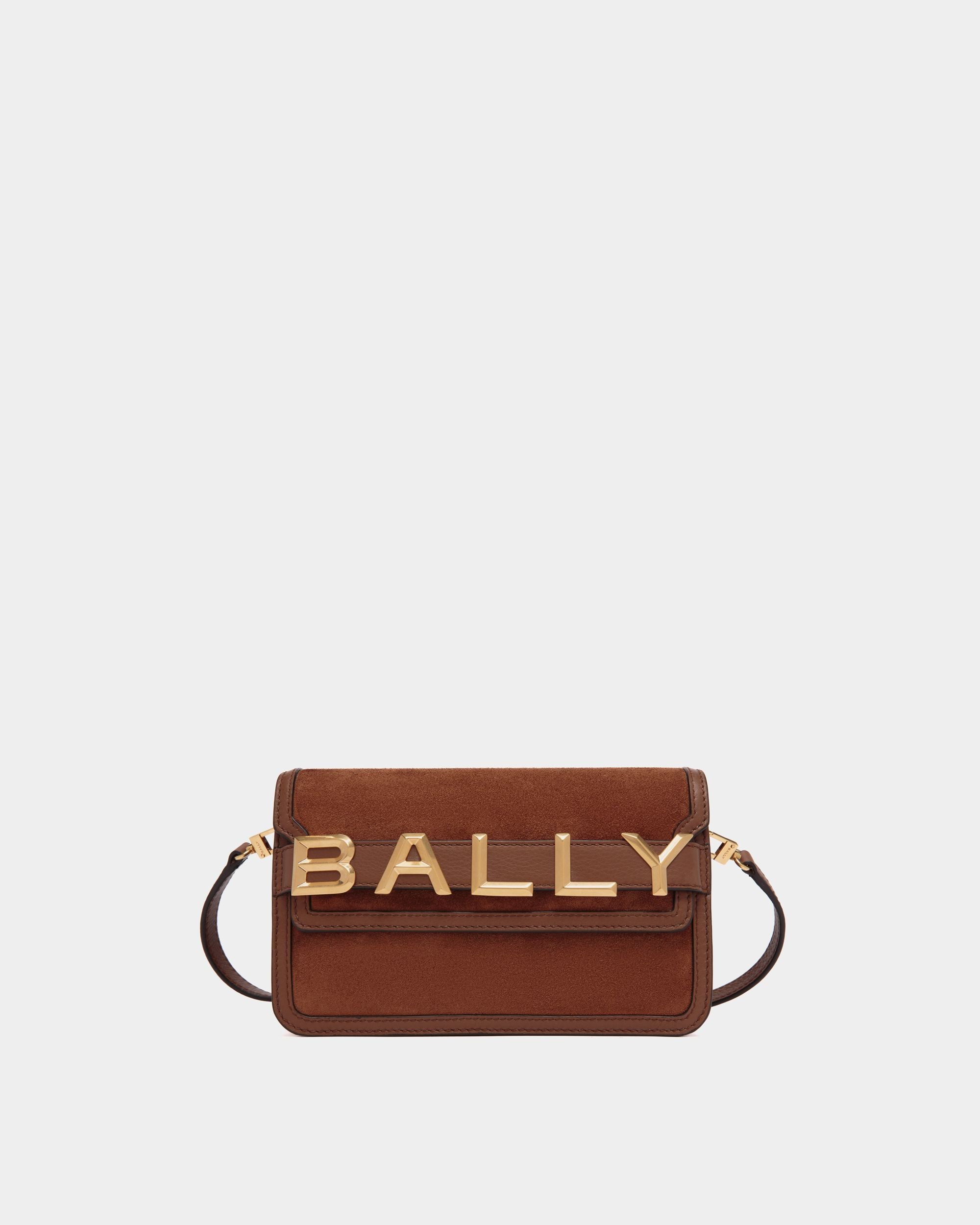 Bally Spell | Umhängetasche für Damen aus braunem Veloursleder | Bally | Still Life Vorderseite
