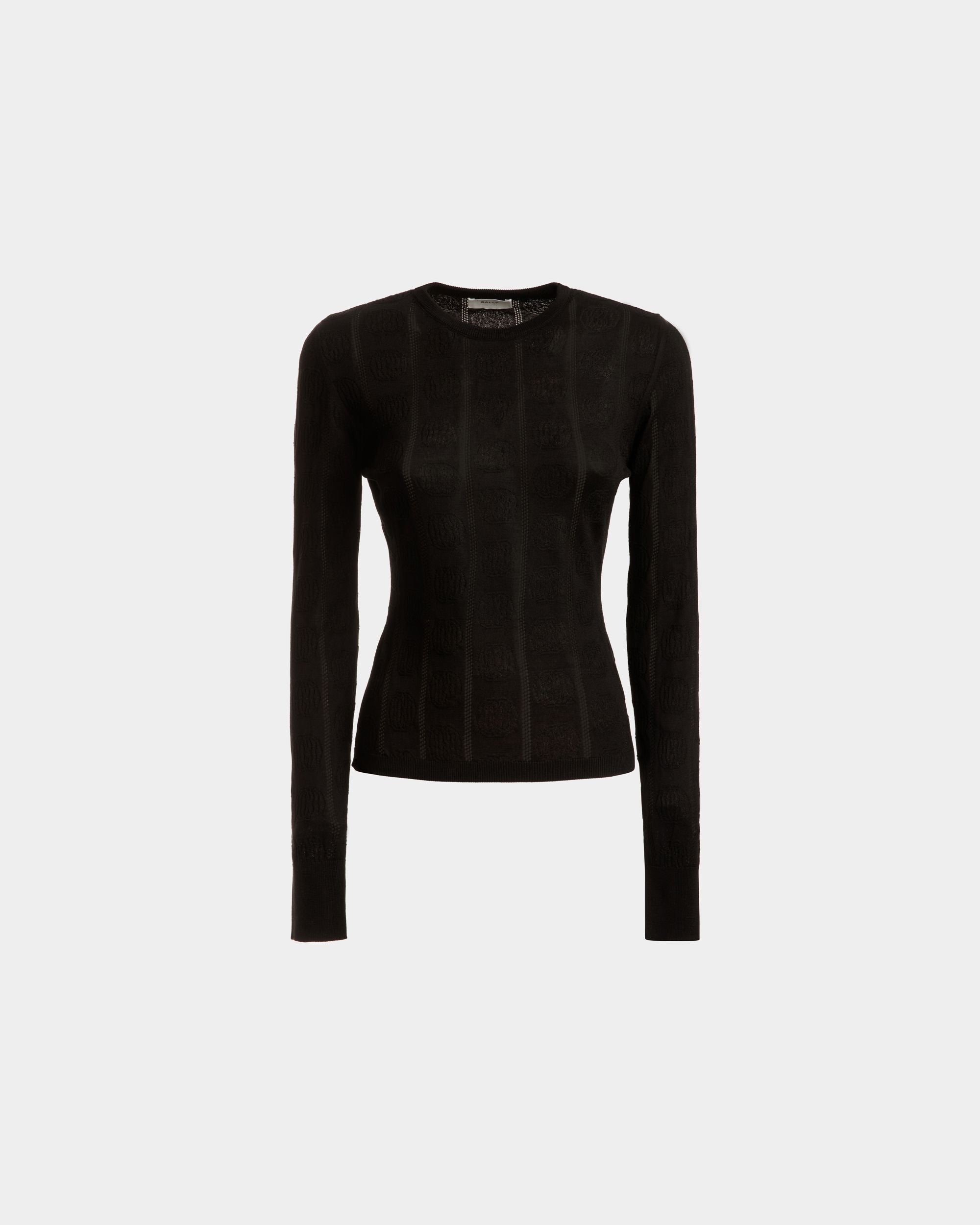 Women's Crewneck Top in Black Cotton and Silk | Bally | Still Life Front