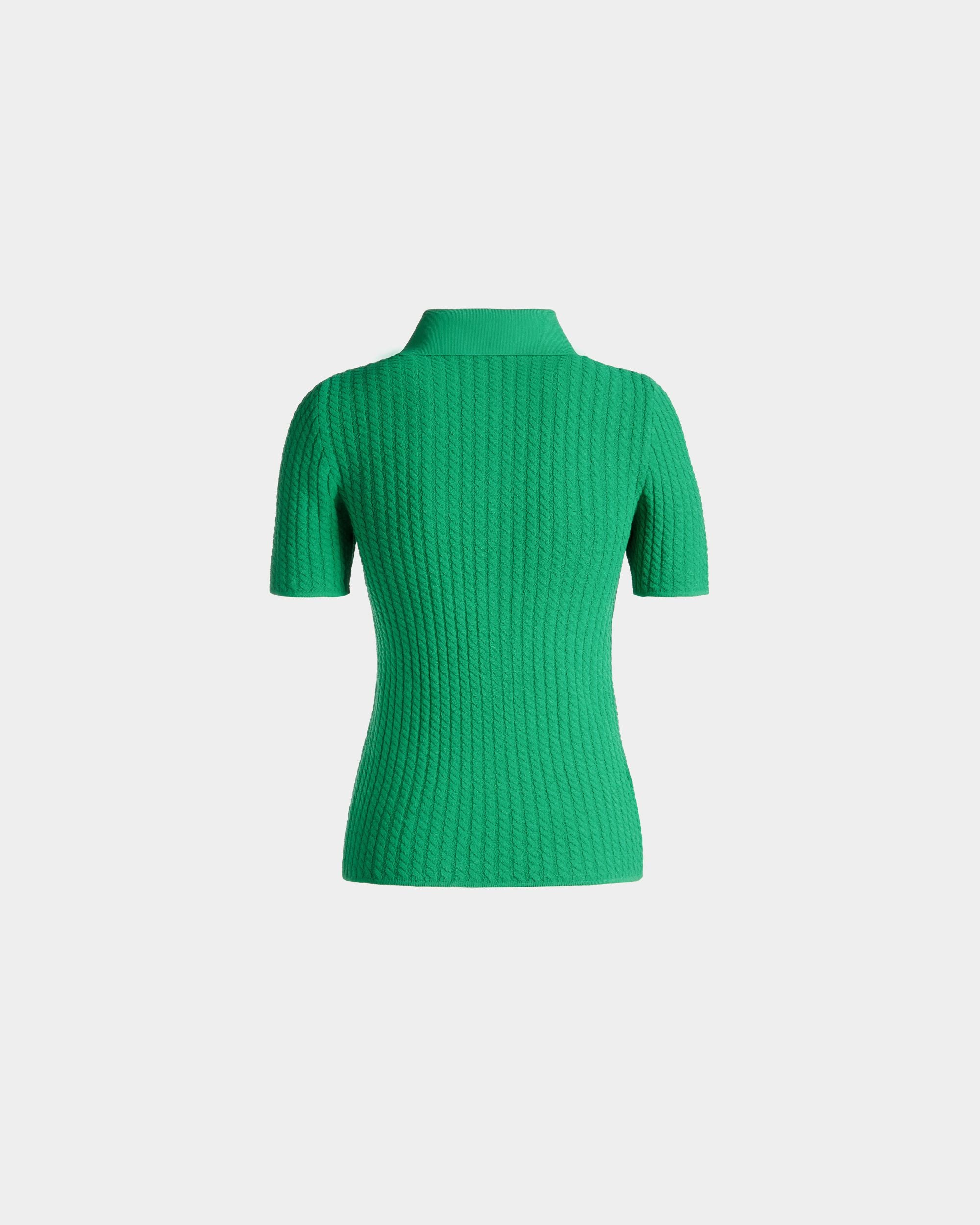 Poloshirt mit halbem Reißverschluss für Damen aus Strickgewebe in Grün | Bally | Still Life Rückseite