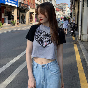 PrettysWomen-Women Tshirt Y2k Crop Top Sexy Harajuku Korean Fashion Vintage Cotton Baby Tee Summer Graphic Slim Streetwear Aesthetic Clothing - PrettysWomen