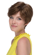 Model wearing short brown wig, Tori