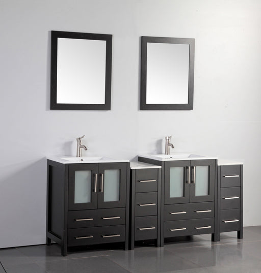 Vanity Art VA3030-96G Grey 96 Double Sink Bathroom Vanity Set with Ceramic Vanity Top