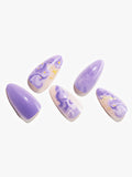 Purple almond manicure