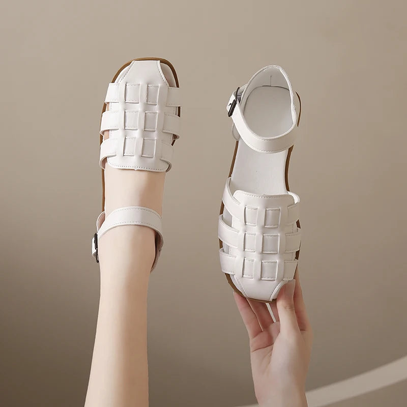 Poshoot-Women's Sandals Free Shipping Gladiator Summer Elegant Woman Shoes with Low Heels Flats Casual White Best Selling New In Luxury