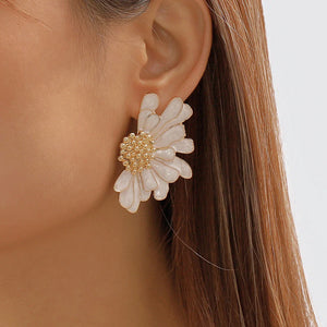 Poshoot Boho Colorful Big Flower Petal Irregular Stud Earrings for Women Korean Fashion 2023 Trendy Ear Y2K Jewelry Accessories - Poshoot