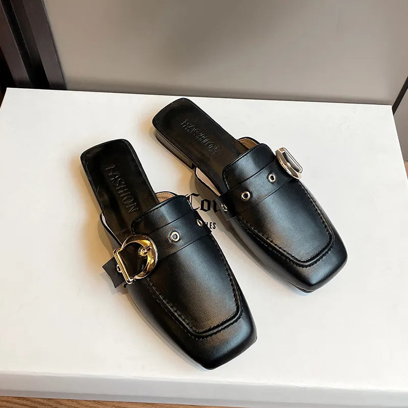 Poshoot-2024 Mules Shoes Women Summer Slippers Casual Home Low Heel Comfort Urban Apartments Barefoot Moccassin