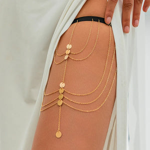 Poshoot Boho Multilayer Elastic Band Star Sequin Tassel Leg Thigh Chain Women Wed Bikini Summer Body Jewelry Wed Accessories - Poshoot