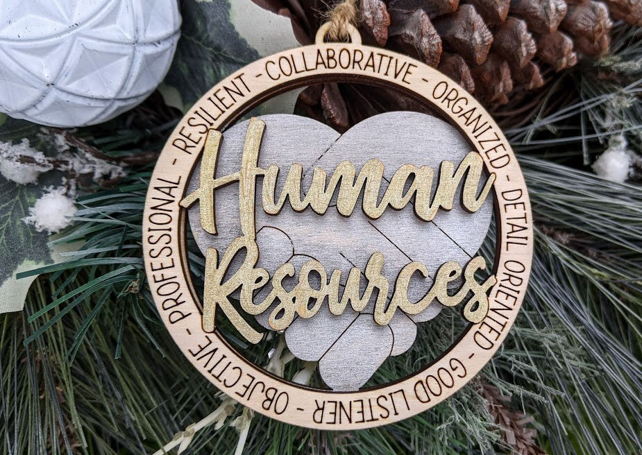 Human resources svg - Ornament or car charm digital file - HR manager gift svg - Double layered Cut & score Digital Download designed for Glowforge