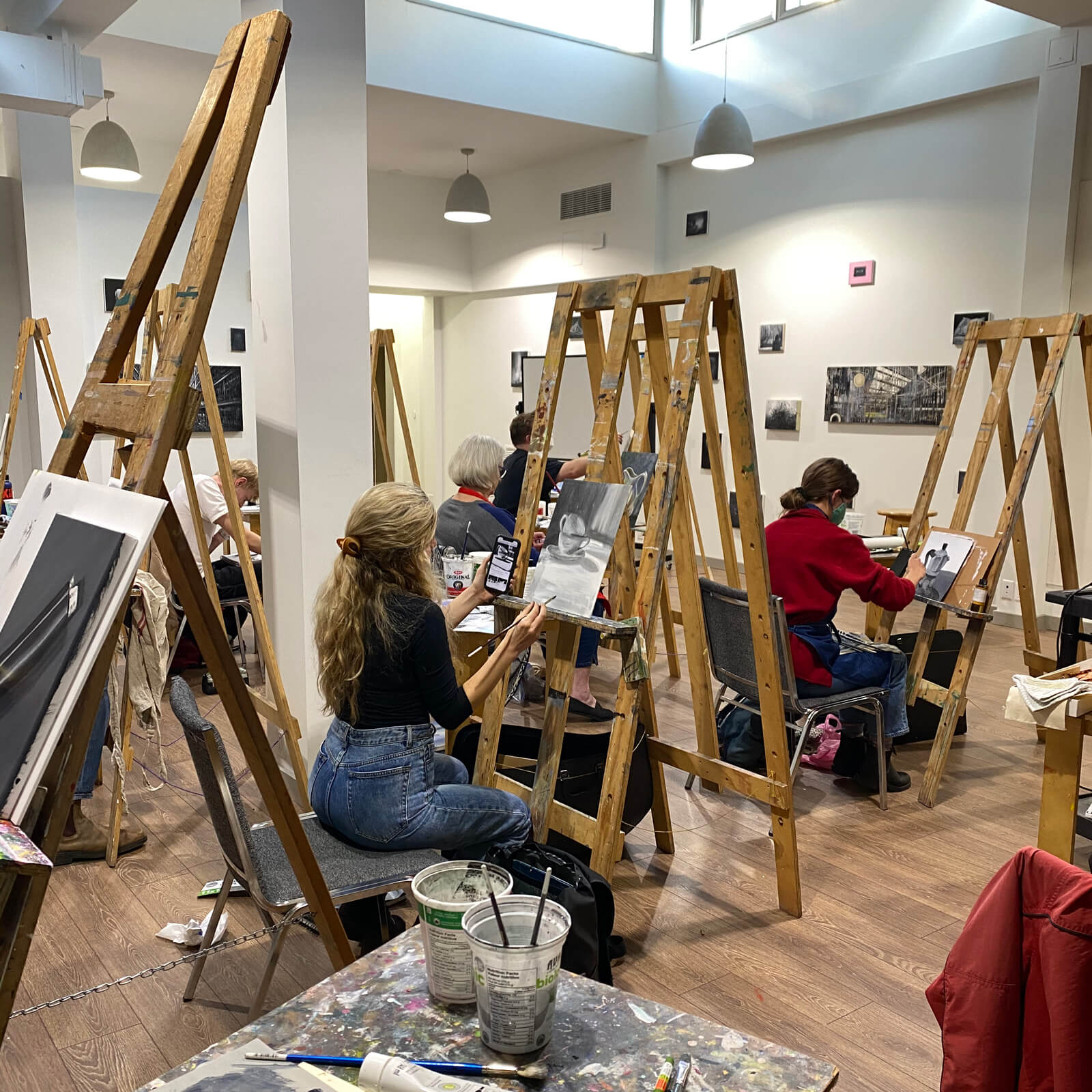 VISA Students at their easels.