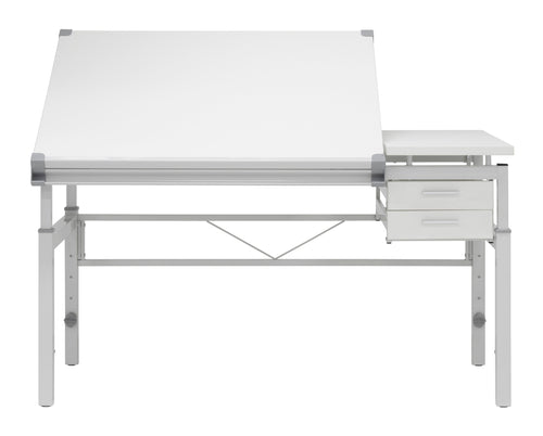 Studio Designs Solano Adjustable Drafting Table Charcoal-clear Glass