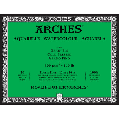 Arches Watercolor Pads 9 x 12 Cold Pressed 140 Lb White Pack Of 2