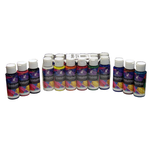 Chroma Washable Glitter Tempera Paint Set, 16 oz Bottle, Set of 12