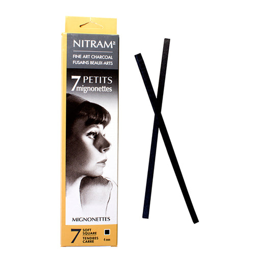 Nitram Fine Art Charcoal 6mm Small Soft Round Sticks 5-pack