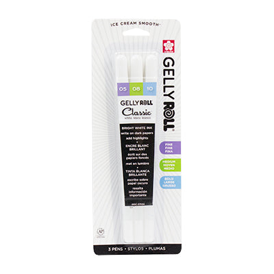 Gelly Roll Classic Pen, Bright White - 3 pens