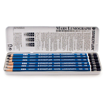 Staedtler Mars Lumograph Pure Graphite Pencil - Assorted Degrees (Tin of 12)