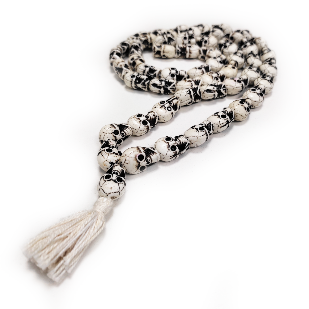 Skull Mala 108 White Bone Beads Necklace - DharmaShop