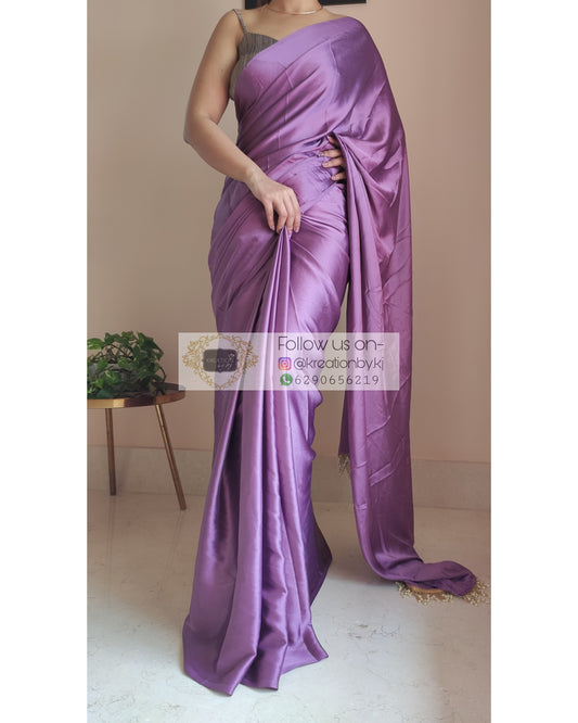 Solid Color Lycra Net Shimmer Saree in Purple : SPFA12455