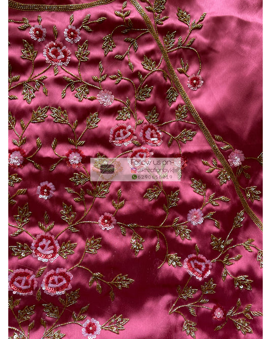 Rose Gold Satin Silk Chandani Saree – kreationbykj