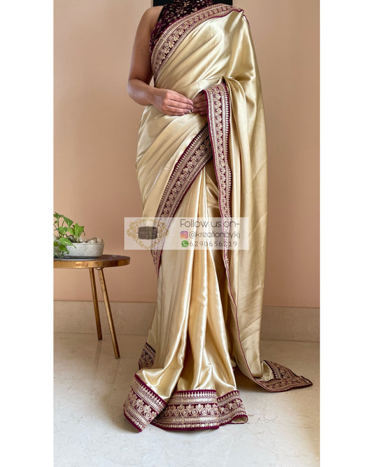 Rose Gold Satin Silk Chandani Saree – kreationbykj