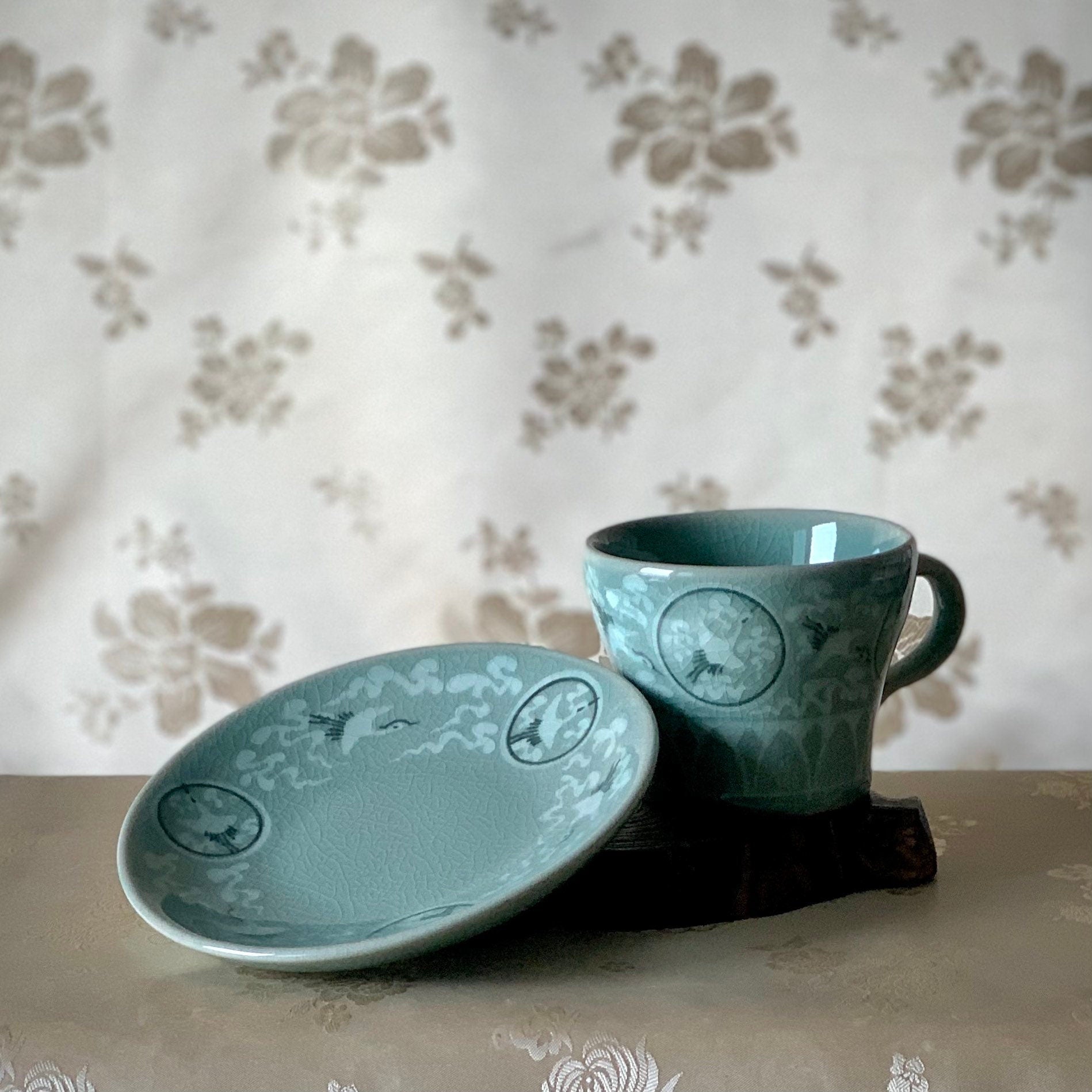 Infuser Cup Set of 2 - Korean Celadon 'Crane', Zen Tea