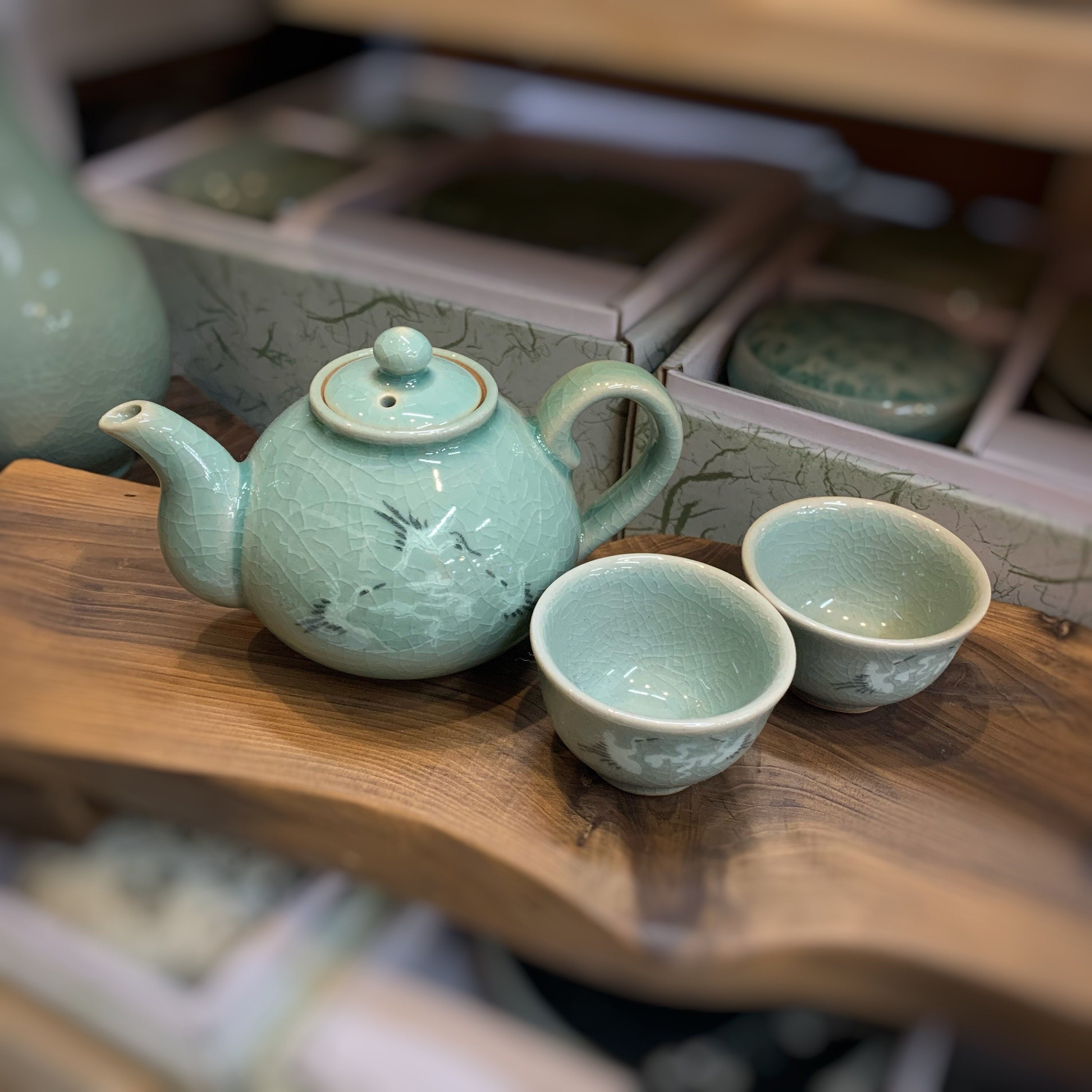 ティーポット 磁器 陶器 韓国 Celadon ハンドメイド ドラゴンデザイン 